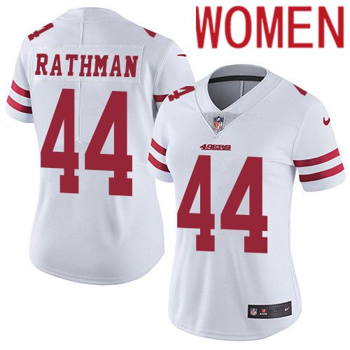Women San Francisco 49ers 44 Tom Rathman Nike White Vapor Limited NFL Jersey